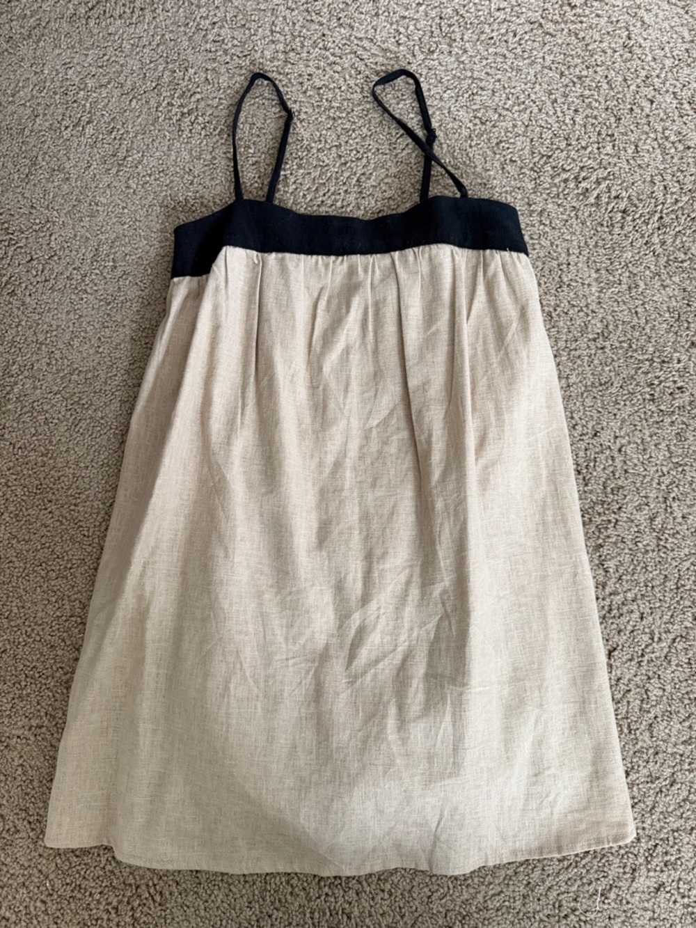 NWT Abercrombie Beige and Black Linen Spaghetti Strap Dress